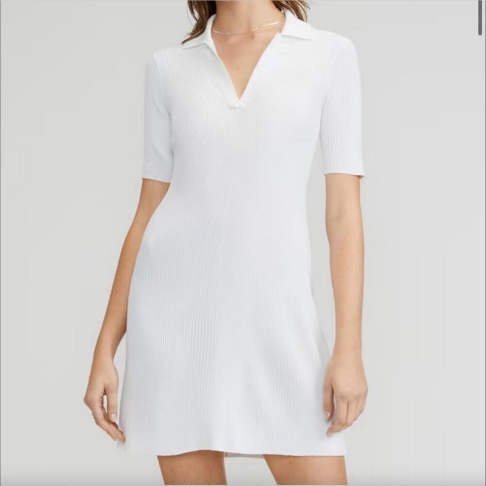 Everlane White Ribbed Polo Dress